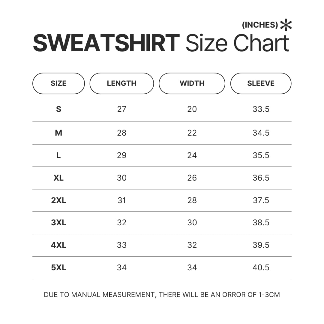 Sweatshirt Size Chart - Grimes Shop